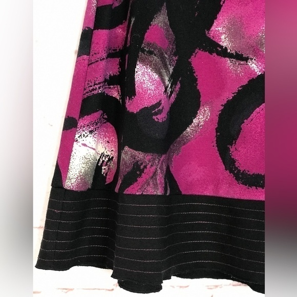MY MICHELLE Circle Skirt Magenta Black Grey White Back Zipper Size 5/6 Medium - Picture 5 of 10
